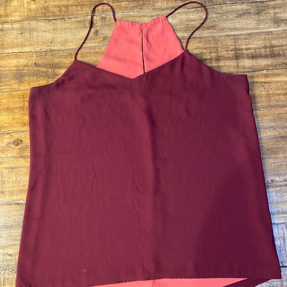 Express Reversible Chiffon Maroon Blouse, Size Lrg